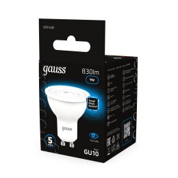 Лампа светодиодная LED 9 Вт 830 лм 6500К софит MR16 холодный GU10 AC 220В Black