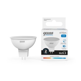Лампа светодиодная LED 5.5 Вт 470 лм 6500К софит MR16 холодный GU5.3 AC 220В Elementary