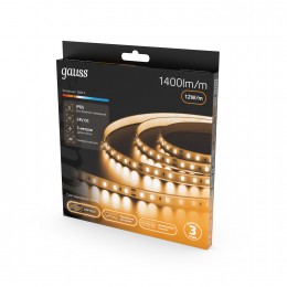 Лента светодиодная 12 Вт/м DC 24В 3000К IP65 120LED SMD2835 1400 лм/м Black Gauss