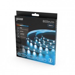 Лента светодиодная 6 Вт/м DC 24В 6500К IP65 60LED SMD2835 800 лм/м Black Gauss