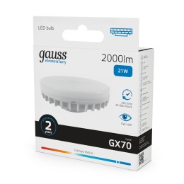 Лампа светодиодная LED 21 Вт 2000 лм 6500К таблетка холодный GX70 AC 220В Elementary