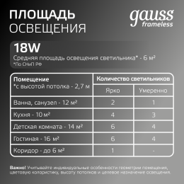 Светильник светодиодный даунлайт ДВО 18 Вт 1800 лм 4000К AC 220В IP20 круг D120х27мм монт d106мм Пластик безрамочный Frameless