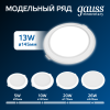 Светильник светодиодный ДВО 13 Вт 1000 лм 4000К AC 220В IP20 круг D145х26мм монт d120мм Пластик Elementary Gauss
