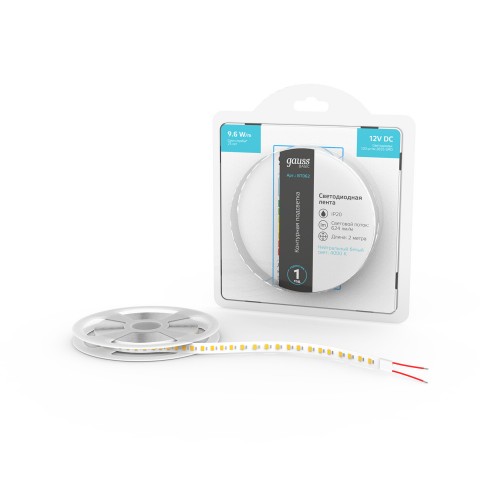 Лента светодиодная 9.6 Вт/м DC 12В 4000К IP20 120LED SMD2835 (блистер 2м) 624 лм/м Basic