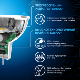 Лампа светодиодная LED 5 Вт 530 лм 6500К софит MR16 холодный GU5.3 AC 220В Black