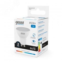 Лампа светодиодная LED 11 Вт 850 лм 6500К софит MR16 холодный GU10 AC 220В Elementary