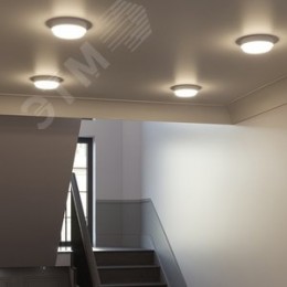 Светильник светодиодный ДБП 15 Вт 1200 лм 4000К AC 220В Белый IP54 круг D175х76мм Пластик ЖКХ с оптико-микроволновым датчиком движения Qplus