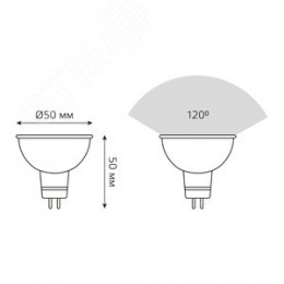 Лампа светодиодная LED 5 Вт 500 лм 3000К софит MR16 теплый GU5.3 AC/DC 12В низковольтная Black
