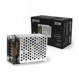 Блок питания для светодиодной ленты 30 Вт AC 100-264В Uвых 12В IP20 90х57х38мм Black