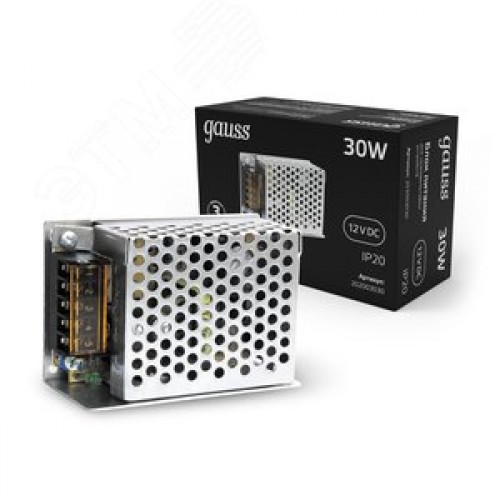 Блок питания для светодиодной ленты 30 Вт AC 100-264В Uвых 12В IP20 90х57х38мм Black