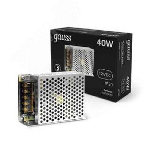 Блок питания для светодиодной ленты 40 Вт AC 100-264В Uвых 12В IP20 108х78х36мм Black