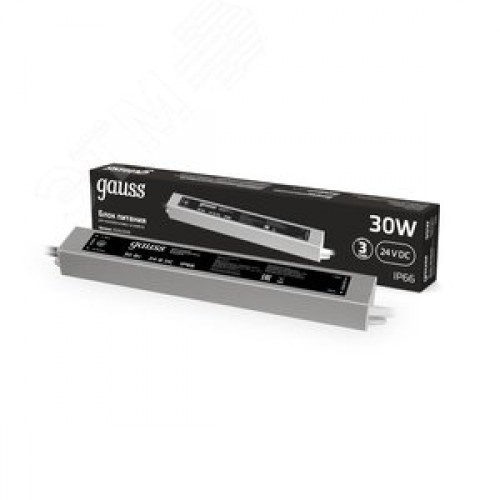 Блок питания для светодиодной ленты 30 Вт AC 100-264В Uвых 24В IP66 220х30х20мм Black