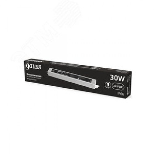 Блок питания для светодиодной ленты 30 Вт AC 100-264В Uвых 24В IP66 220х30х20мм Black