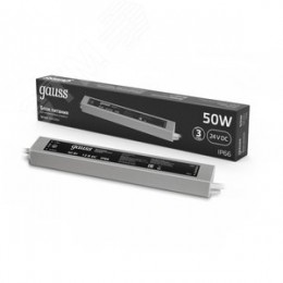 Блок питания для светодиодной ленты 50 Вт AC 100-264В Uвых 24В IP66 220х30х20мм Black