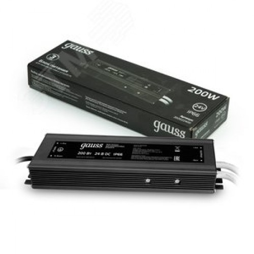 Блок питания для светодиодной ленты 200 Вт AC 100-264В Uвых 24В IP66 249х72х33мм Black