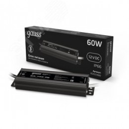 Блок питания для светодиодной ленты 60 Вт AC 100-264В Uвых 12В IP67 180х72х45мм Black