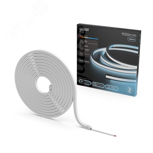 Лента светодиодная 12 Вт/м DC 24В 4000К IP68 NEON термостойкая для бань и саун 900 лм/м Gauss