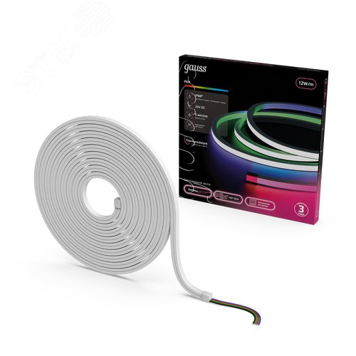 Лента светодиодная 12 Вт/м DC 24В RGB IP68 NEON термостойкая для бань и саун Gauss