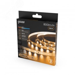 Лента светодиодная 6 Вт/м DC 24В 3000К IP20 60LED SMD2835 800 лм/м Black Gauss