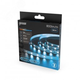 Лента светодиодная 6 Вт/м DC 24В 6500К IP20 60LED SMD2835 800 лм/м Black Gauss