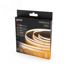 Лента светодиодная 12 Вт/м DC 24В 3000К IP20 COB 1200 лм/м Gauss