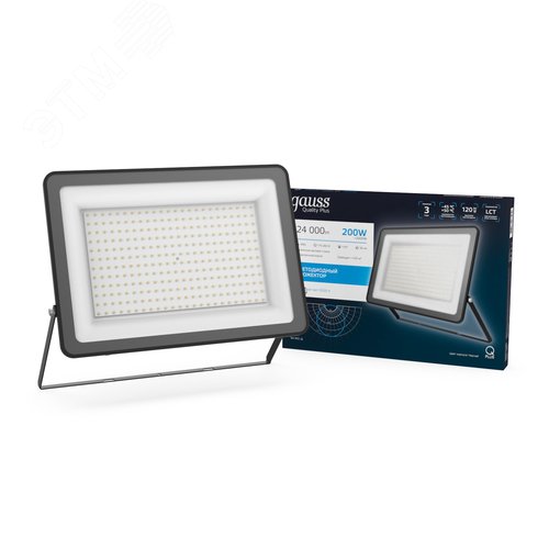 Прожектор светодиодный ДО 200 Вт 24000 Лм 6500К AC 220В IP65 290х32х400мм матированное закаленное стекло Qplus
