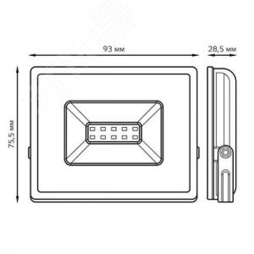 Прожектор светодиодный ДО 10 Вт 900 Лм 6500К AC 220В IP65 76х93х28 мм Elementary