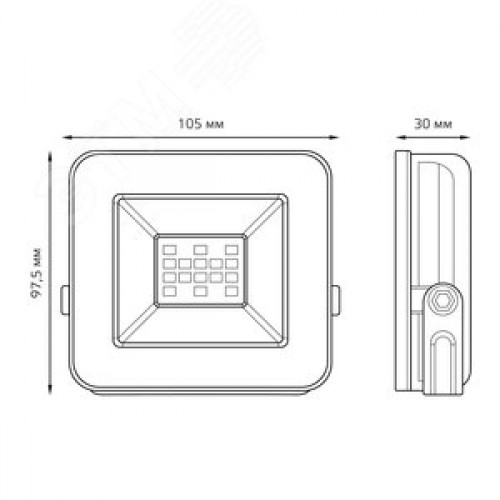 Прожектор светодиодный ДО 10 Вт 850 Лм 6500К AC 220В IP65 87х91х24 мм Elementary PROMO G2
