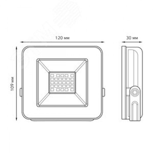 Прожектор светодиодный ДО 20 Вт 1700 Лм 6500К AC 220В IP65 102х113х24мм Elementary PROMO G2