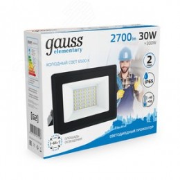 Прожектор светодиодный ДО 30 Вт 2700 Лм 6500К AC 220В IP65 126х136х30мм Elementary G2