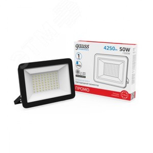 Прожектор светодиодный ДО 50 Вт 4250 Лм 6500К AC 220В IP65 136х153х30 мм Elementary PROMO G2