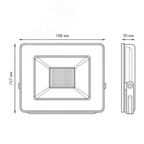 Прожектор светодиодный ДО 50 Вт 4250 Лм 6500К AC 220В IP65 136х153х30 мм Elementary PROMO G2
