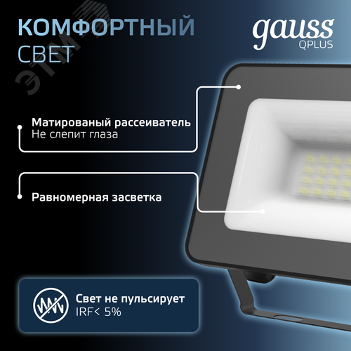 Прожектор светодиодный ДО 20 Вт 2200 Лм 6500К AC 220В IP65 102х28х125мм матированное закаленное стекло Qplus