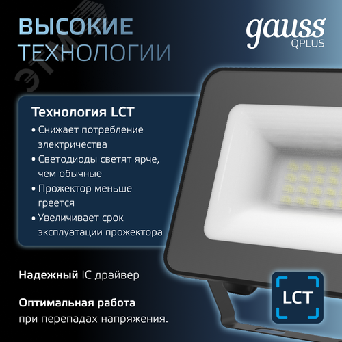 Прожектор светодиодный ДО 20 Вт 2200 Лм 6500К AC 220В IP65 102х28х125мм матированное закаленное стекло Qplus