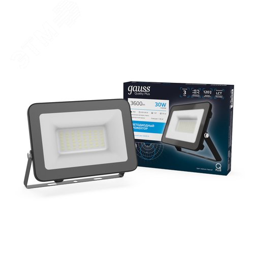 Прожектор светодиодный ДО 30 Вт 3600 Лм 6500К AC 220В IP65 128х28х160мм матированное закаленное стекло Qplus