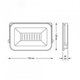 Прожектор светодиодный ДО 30 Вт 3600 Лм 6500К AC 220В IP65 128х28х160мм матированное закаленное стекло Qplus