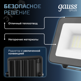 Прожектор светодиодный ДО 30 Вт 3600 Лм 6500К AC 220В IP65 128х28х160мм матированное закаленное стекло Qplus