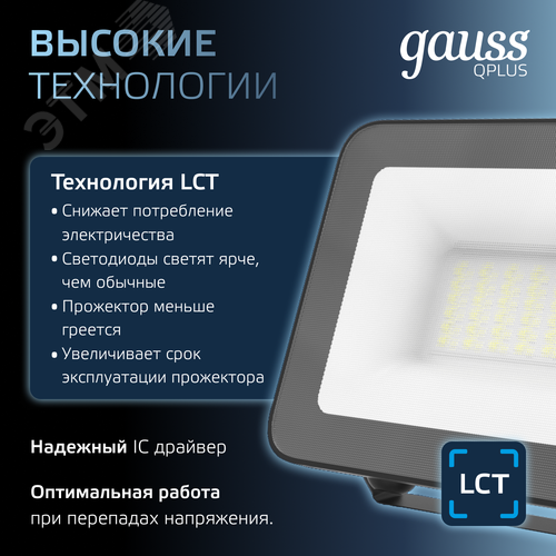 Прожектор светодиодный ДО 30 Вт 3600 Лм 6500К AC 220В IP65 128х28х160мм матированное закаленное стекло Qplus