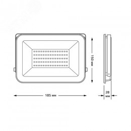 Прожектор светодиодный ДО 50 Вт 6000 Лм 6500К AC 220В IP65 150х28х185 мм матированное закаленное стекло Qplus
