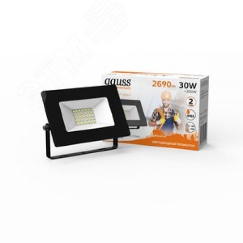 Прожектор светодиодный ДО 30 Вт 2690 лм 3000К AC 220В Черный IP65 126х136х30мм Elementary G2 Gauss