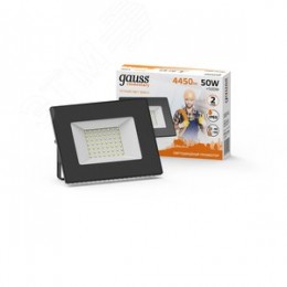 Прожектор светодиодный ДО 50 Вт 4490 лм 3000К AC 220В Черный IP65 162х174х32мм Elementary G2 Gauss