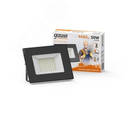 Прожектор светодиодный ДО 50 Вт 4490 лм 3000К AC 220В Черный IP65 162х174х32мм Elementary G2 Gauss