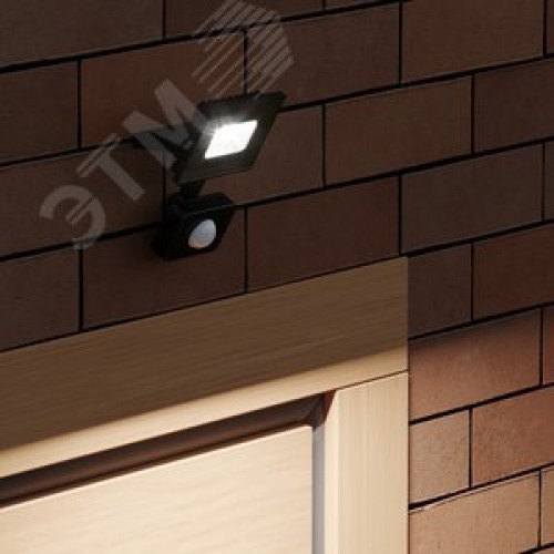 Прожектор светодиодный ДО 10 Вт 950 Лм 6500К AC 220В IP65 135х93х40 мм с датчиком движения Elementary-S