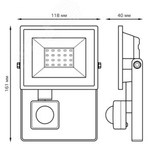 Прожектор светодиодный ДО 20 Вт 1900 Лм 6500К AC 220В IP65 161х118х40мм с датчиком движения Elementary-S