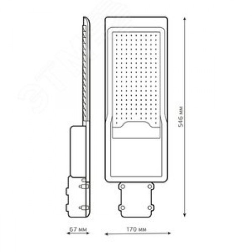 Светильник уличный консольный ДКУ 120 Вт 11000 лм 3000К AC 220В IP65 546х170х67мм широкая КСС Ш Avenue