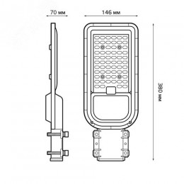 Светильник уличный консольный ДКУ 100 Вт 10000 лм 6500К AC 220В IP65 380х146х70мм широкая КСС Ш Avenue