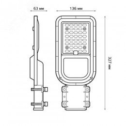 Светильник уличный консольный ДКУ 50 Вт 5000 лм 6500К AC 220В IP65 327х136х63мм широкая КСС Ш Avenue