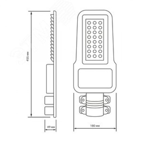 Светильник уличный консольный ДКУ 100 Вт 12000 лм 5000К AC 220В IP65 455х180х49мм широкая КСС Ш Qplus