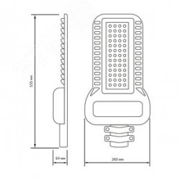 Светильник уличный консольный ДКУ 120 Вт 14400 лм 5000К AC 220В IP65 535х260х64мм широкая КСС Ш Qplus