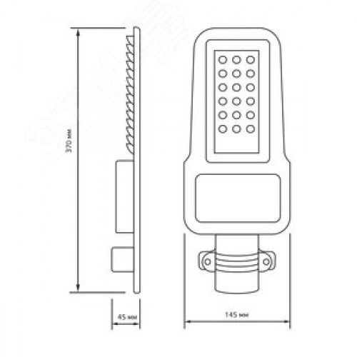 Светильник уличный консольный ДКУ 30 Вт 3600 лм 5000К AC 220В IP65 370х145х45мм широкая КСС Ш Qplus